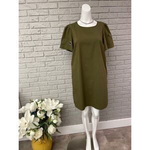 Marled Reunited Clothing Woman Olive Shift Dress with Pockets Size S